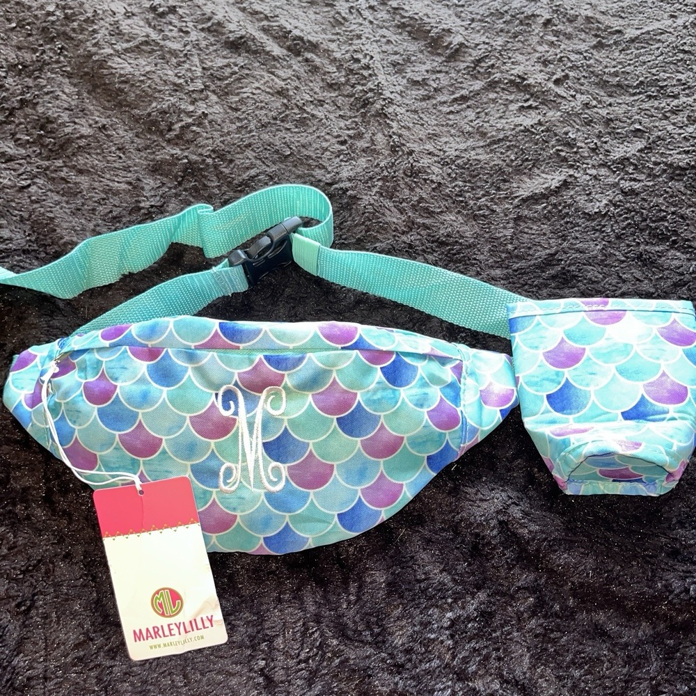 New Marley Lilly‎ Mermaid Fanny Pack Water Holder Monogrammed M